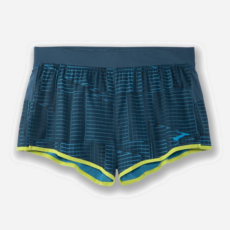 Brooks Sherpa 3 Split Israel - Men's Running Shorts - Matrix Alpine Print/DarkSlateGray (81347-NTZQ)